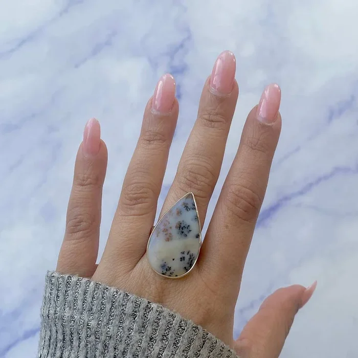 Russian Dendritic Agate Adjustable Ring-(RDA-R-3.)