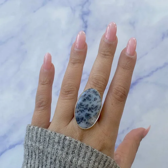 Russian Dendritic Agate Adjustable Ring-(RDA-R-6.)