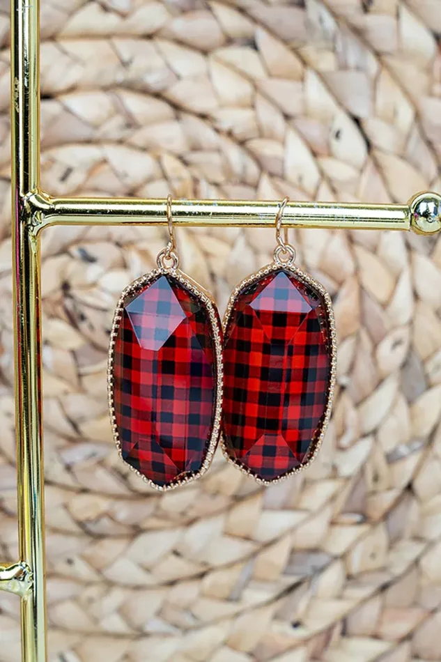 SALE! Mia Red & Black Check Earrings