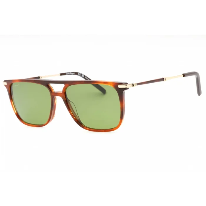 Salvatore Ferragamo Men’s Sunglasses – Striped Brown Plastic Square Frame | SF966S 216