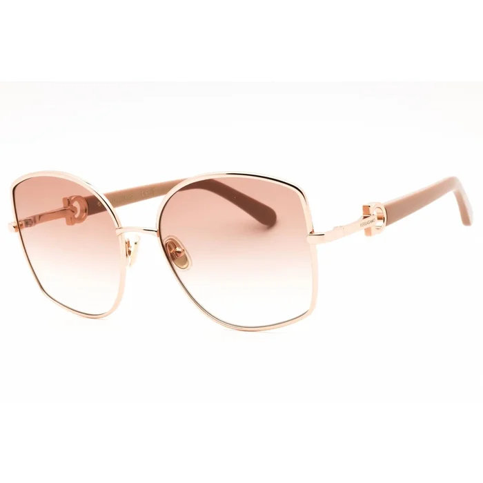 Salvatore Ferragamo Women’s Sunglasses – Rose Gold Metal Butterfly Frame | SF304SN 772