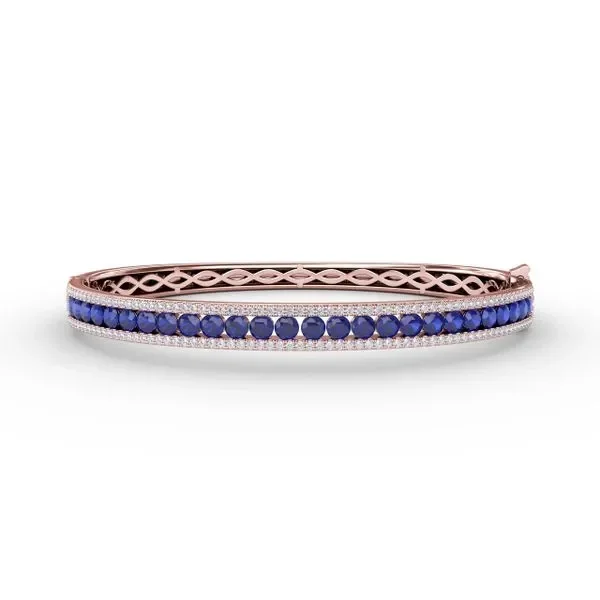 Sapphire and Diamond Channel Set Bangle