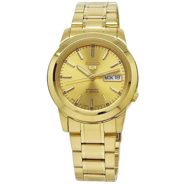 Seiko Men’s Watch – Series 5 Automatic Champagne Dial Yellow Gold Steel | SNKE56J1