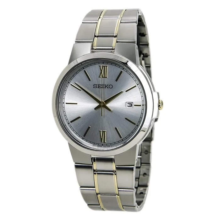 Seiko SGEG45 Men’s Silver Dial Two Tone Gold Plated Steel Bracelet Watch