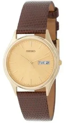 Seiko SGG492 Men’s Brown Leather Strap Gold Tone Dial Watch