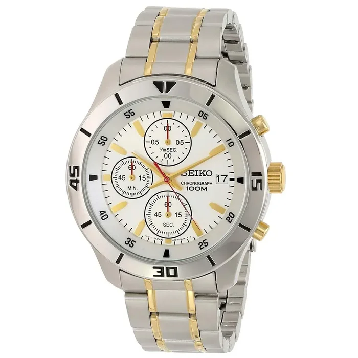 Seiko SKS403 Men’s Silver Dial Two Tone Steel Bracelet Chronograph Watch