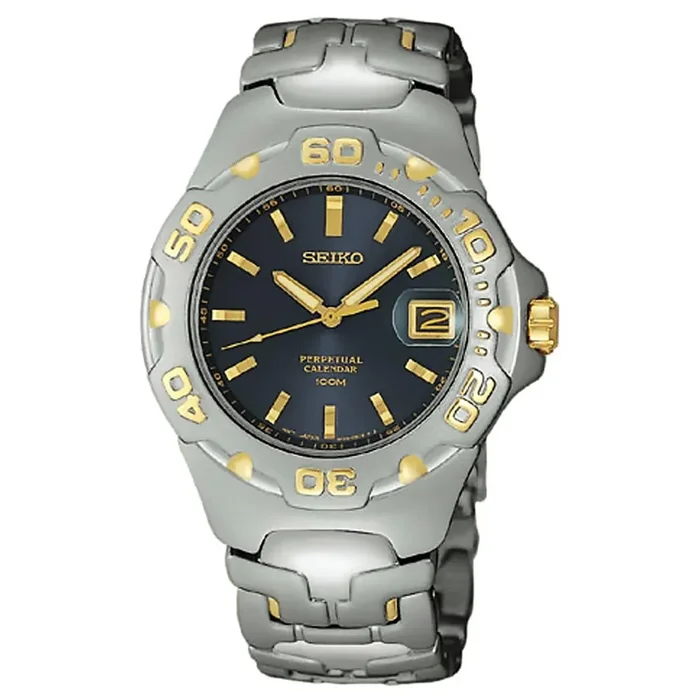 Seiko SLL182 Men’s Blue Dial Two Tone Steel Perpetual Calendar Watch