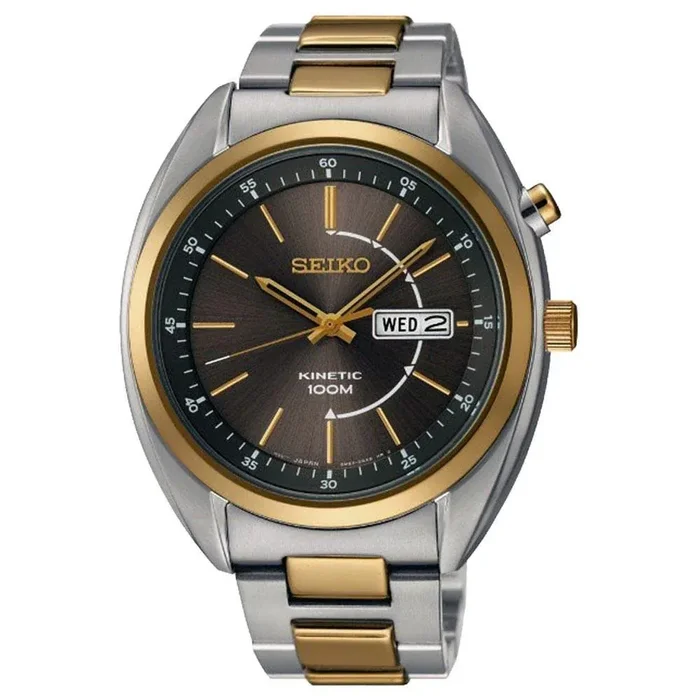 Seiko SMY132 Men’s Kinetic Grey Dial Two Tone Gold Plated Steel Bracelet Watch