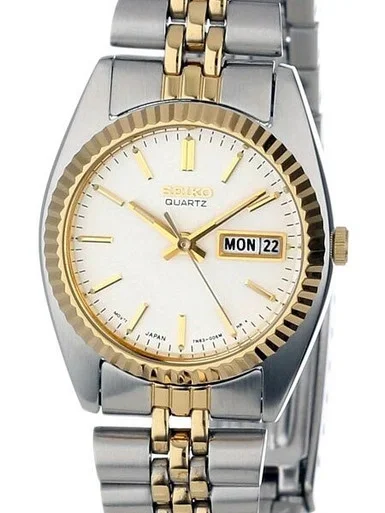 Seiko Two-Tone Women’s Dress Watch with Goltone Hands and Markers #SWZ054