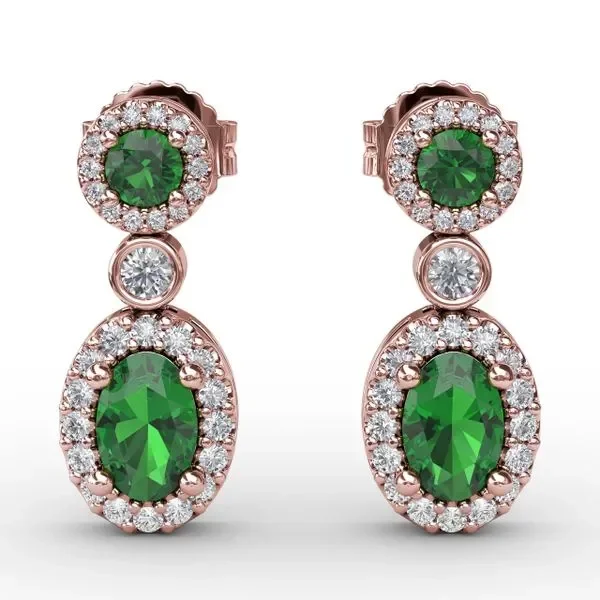 Set the Scene Emerald and Diamond Dangle Earrings