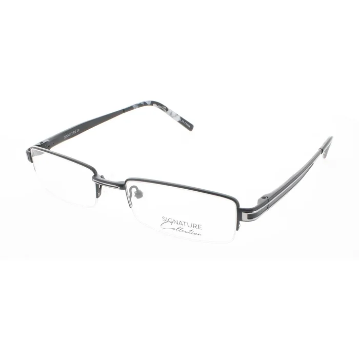 Signature Unisex Eyeglasses – Black/Gunmetal Metal Rectangular Frame | Pn109Blk/Gun 53
