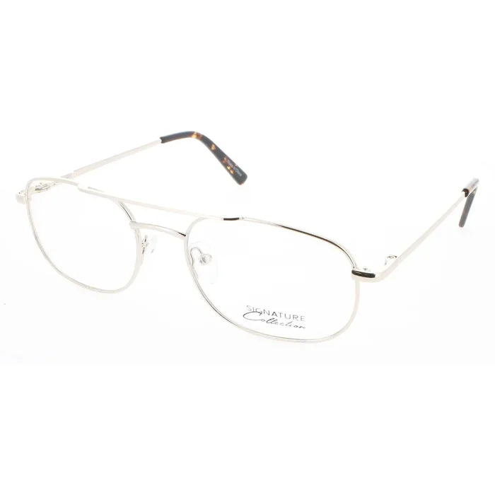 Signature Unisex Eyeglasses – Gold Metal Navigator Shape Full Rim Frame | 1112 Gold 54