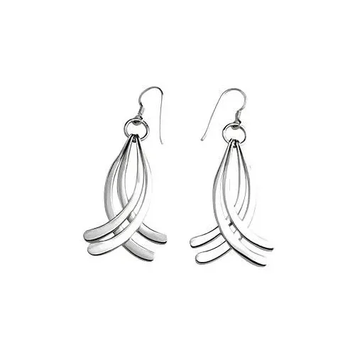 Silver Curved Dangle Earrings