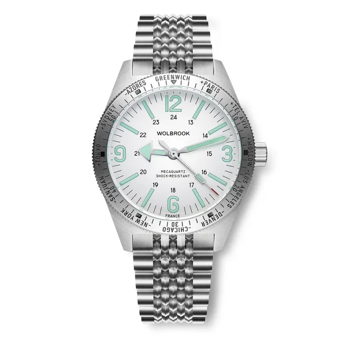 Skindiver WT Mecaquartz Bracelet Watch – White & SteelSWM – Skindiver WT Mecaquartz