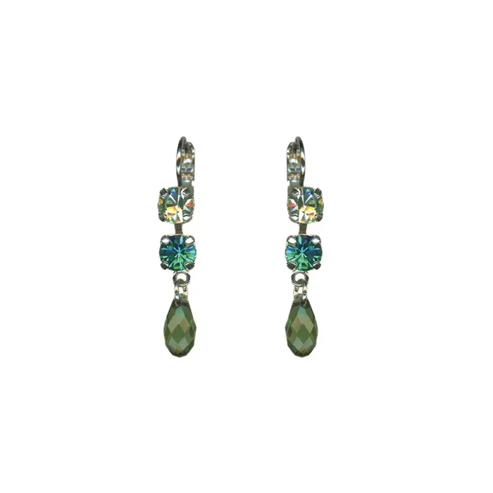 Small Two Stone Dangle Leverback Earrings in “Ivy Villa” *Custom*