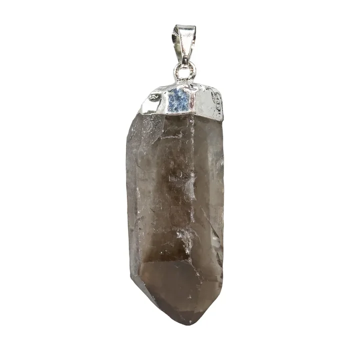 Smoky Quartz Point Pendant – Jumbo Silver Plated