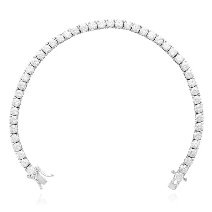 Solid 10.91CTW Real Moissanite 4mm Sterling Silver Tennis Bracelet 8″