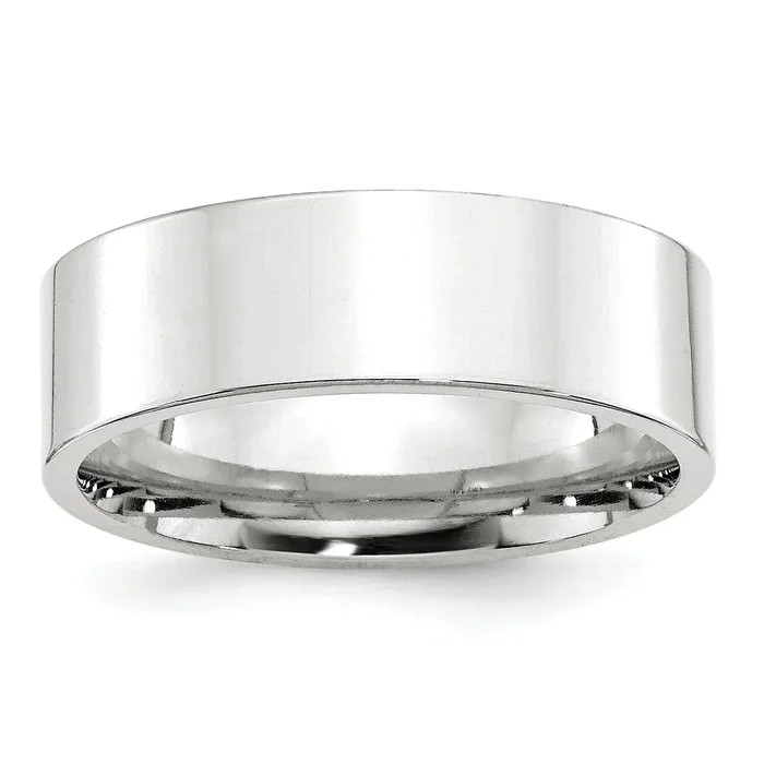 Solid 14K White Gold 7mm Standard Flat Comfort Fit Men’s/Women’s Wedding Band Ring Size 11