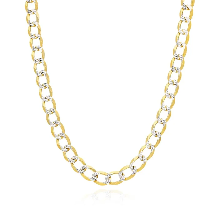 Solid 18K Gold Over Silver 8mm Diamond-Cut Pave Cuban Chain Necklace 20″-26″