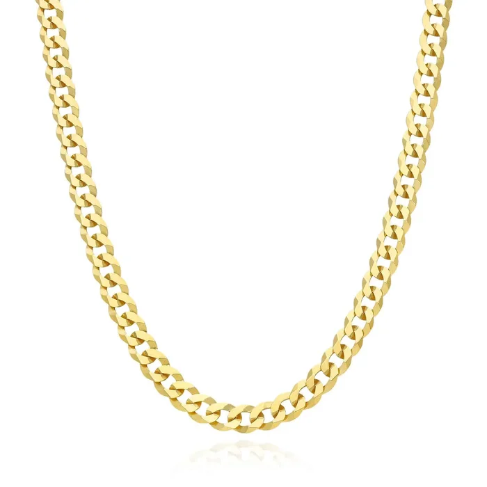 Solid 18K Gold Over Sterling Silver 6.5mm Cuban-Curb Chain Necklace 18″-24″