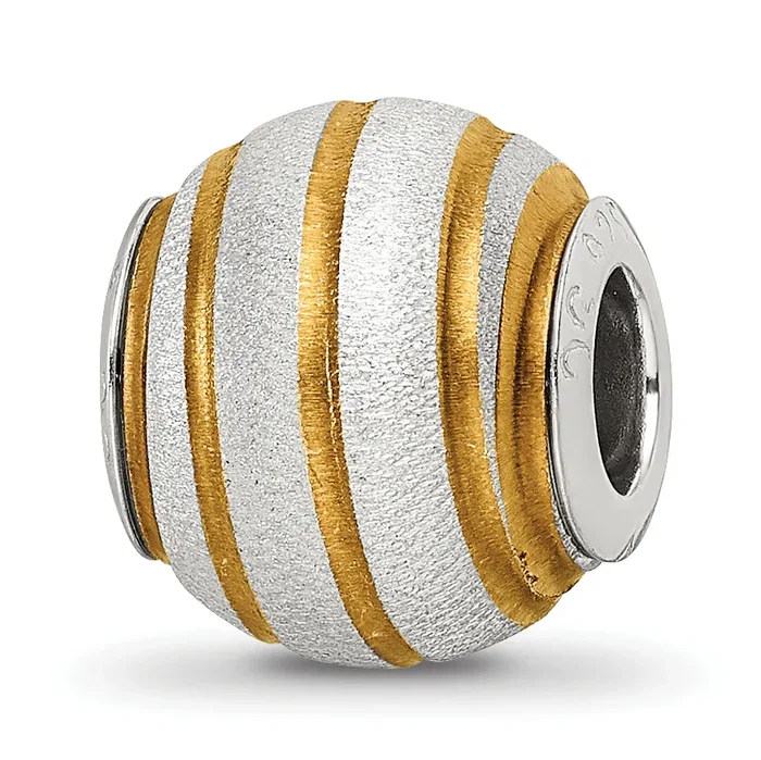 Sophia Jewelers Gold-Plated Sterling Silver 925 Hollow Laser-Cut Bead