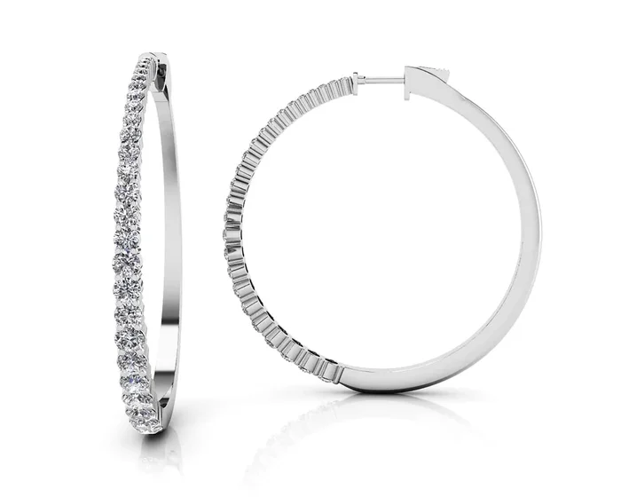 Sophisticated Tapered Diamond Hoop Earrings with 3.37 ct.(finished)Watch