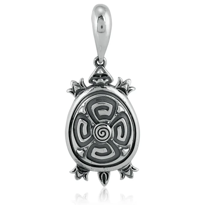 Southwestern Sterling Silver Earth Spirit Turtle Pendant Enhancer