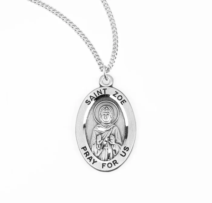 St. Zoe Sterling Silver Medal Necklace with Curb Chain