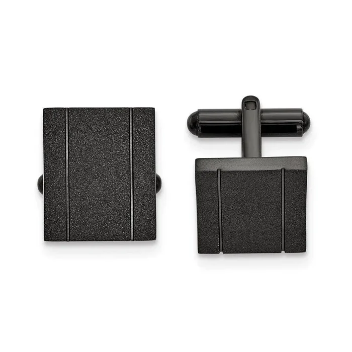Stainless Steel Polished Black IP-plated Laser cut Cufflinks