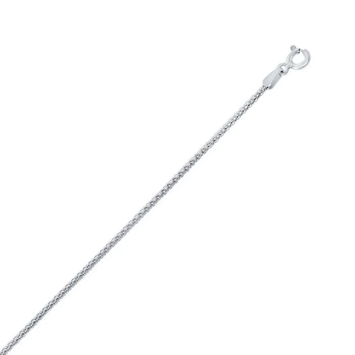 Sterling Silver 1.6mm Rhodium Popcorn Chain, 18″