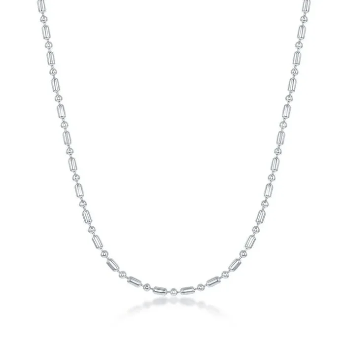 Sterling Silver 1.9mm 1+1 Bead Chain, 9″
