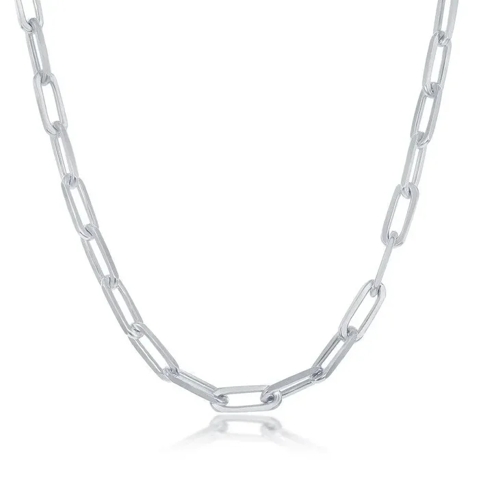 Sterling Silver 3.2mm Paper Clip Chain – Rhodium Plated