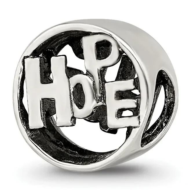 Sterling Silver 925 Antiqued Hope Bead Solid Themed Design by Sophia Jewelers