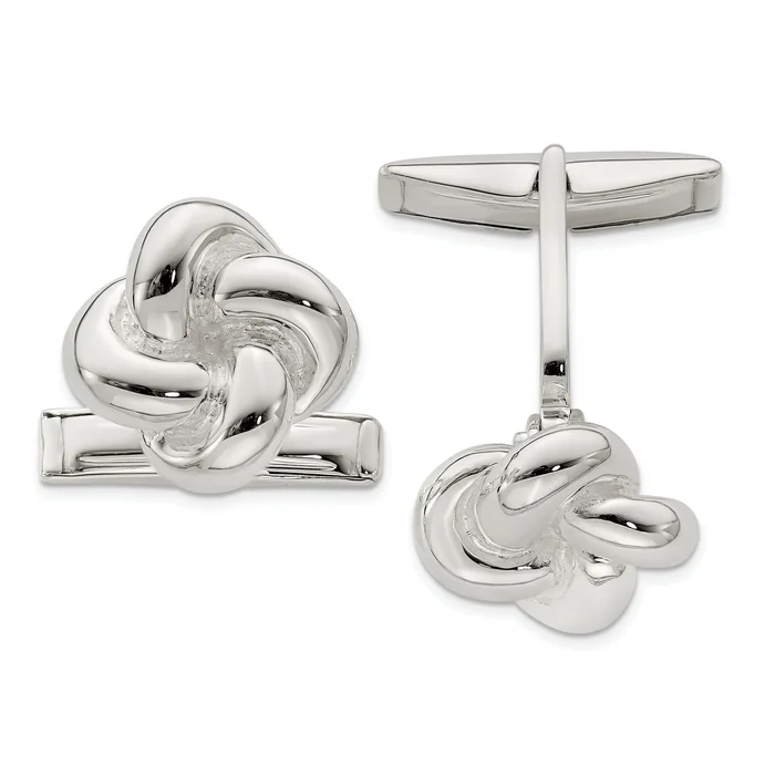 Sterling Silver 925 Knot Cufflinks with Polished Finish for Men