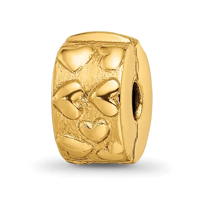 Sterling Silver Gold-Plated Hinged Hearts Bead with Polished Finish