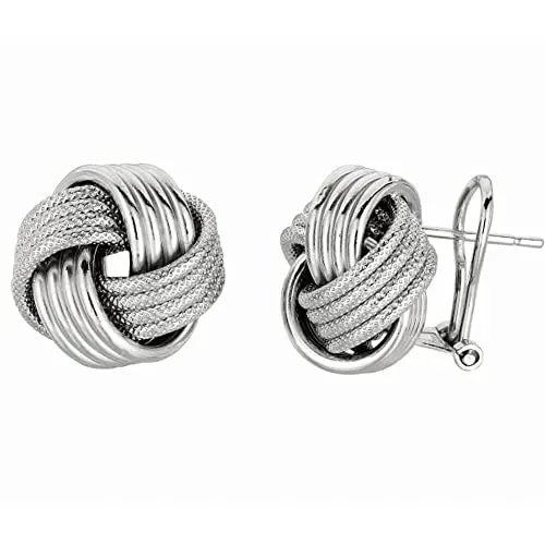 Sterling Silver Rhodium Finish Love Knot Earrings – 13 mm