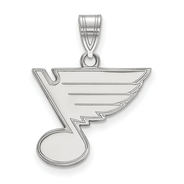 Sterling Silver Rhodium Plated Nhl Logoart St. Louis Blues Medium Pendant