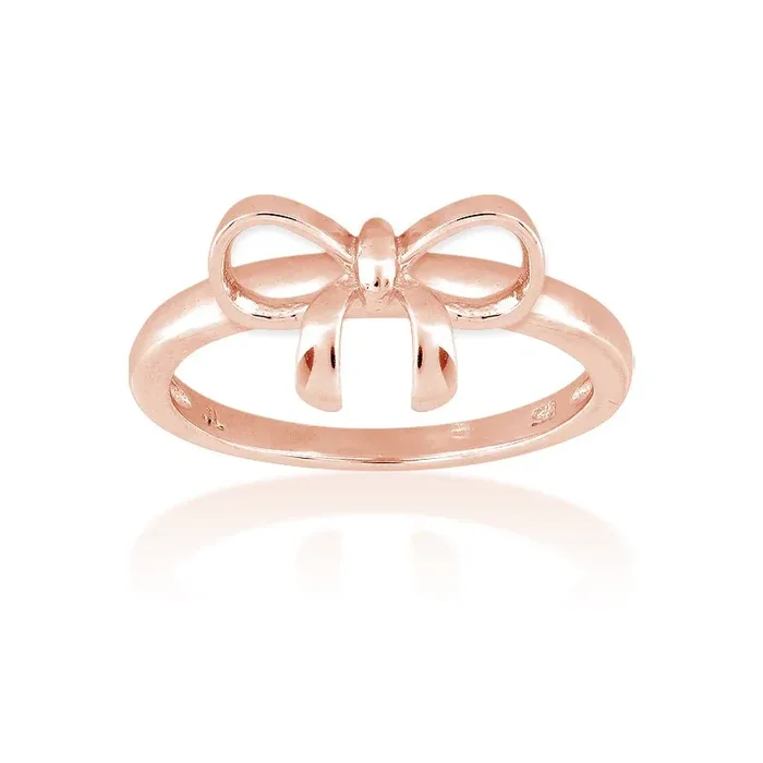 Sterling Silver Rose Gold Plated Bow Ring – W-9826