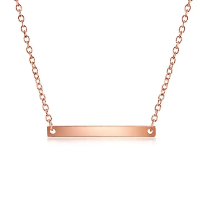 Sterling Silver Rose Gold Small Bar Necklace