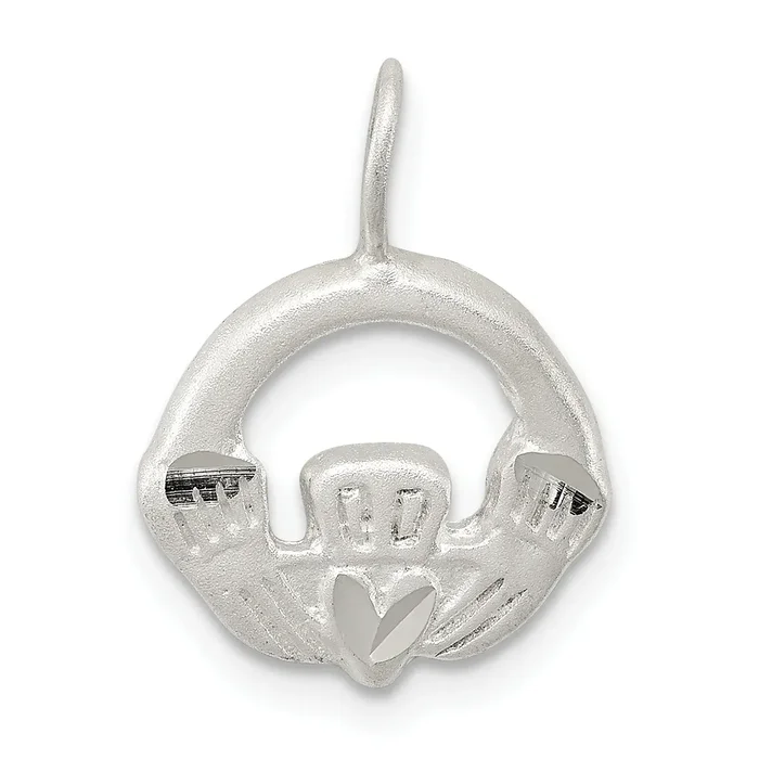 Sterling Silver Satin Claddagh Charm