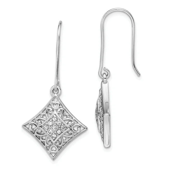 Sterling Silver Sentimental Expressions Rhodium-Plated Cz I Love You All Year Long Earrings