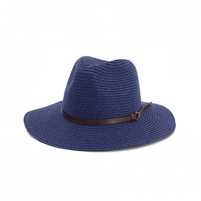 Straw Panama Hat with Buckled Belt