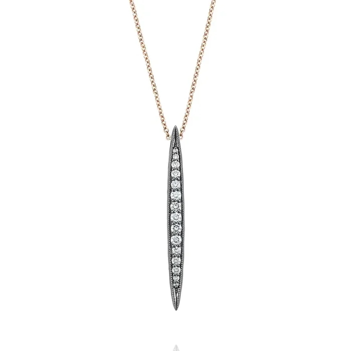 Surfboard Pendant in Silver with Black Rhodium and Rose Gold