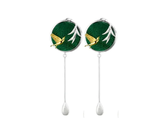 Swallow and Willow in Spring Wind Earrings