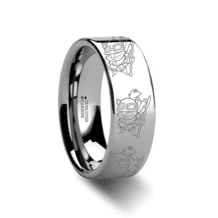Teemo Swift Scout Polished Tungsten Engraved Ring League of Legends Jewelry – 4mm – 12mm