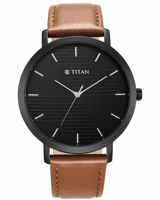 Titan Men Engrave Round Black Watches