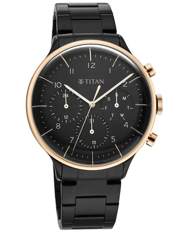 Titan Men Urban Magic Round Black Watches
