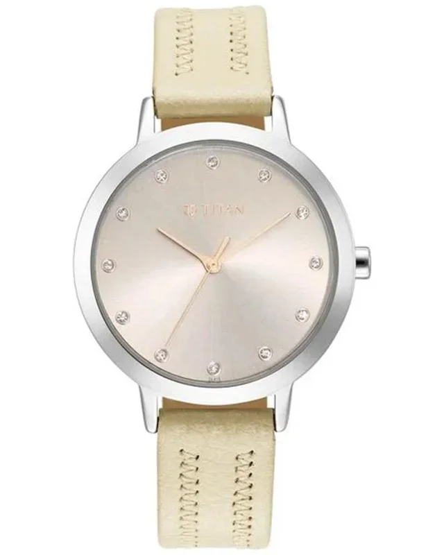 Titan Women Engrave Round Beige Watches
