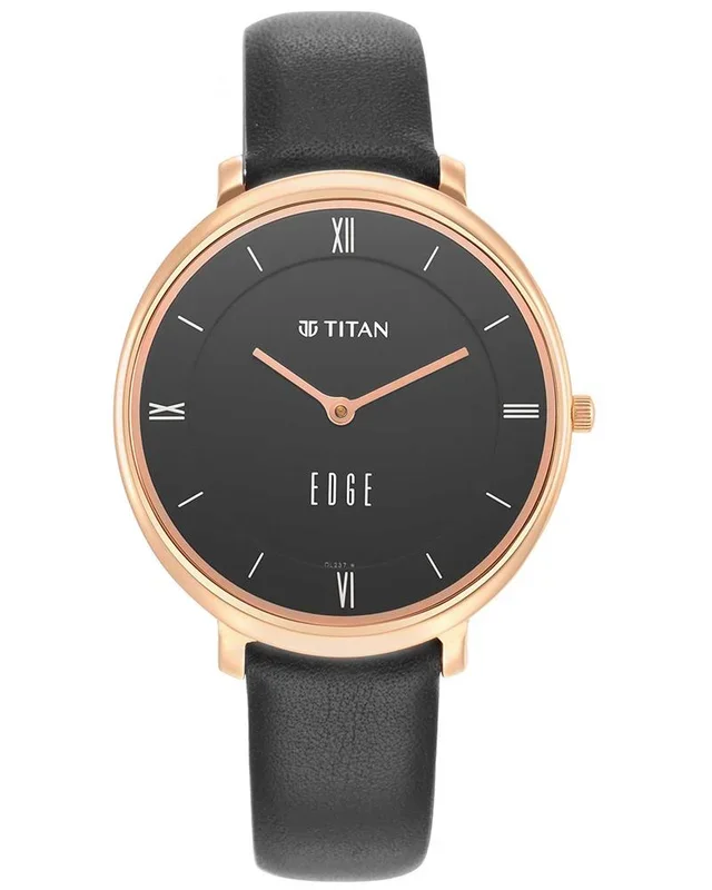 Titan Women Ladies Edge Round Black Watches