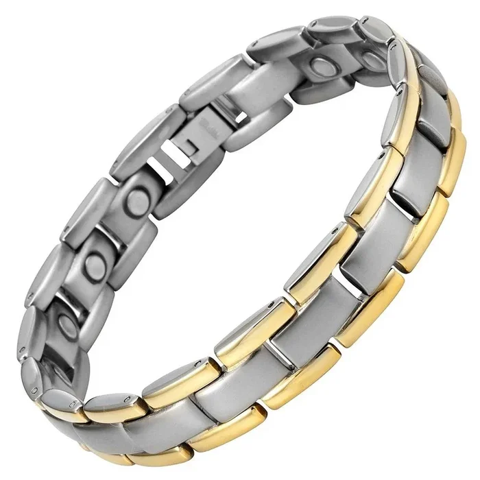 Titanium Magnetic Therapy Bracelet Two Tone Adjustable